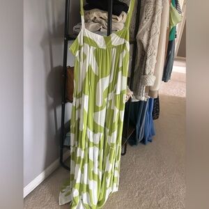 Green and White Maxi Dress